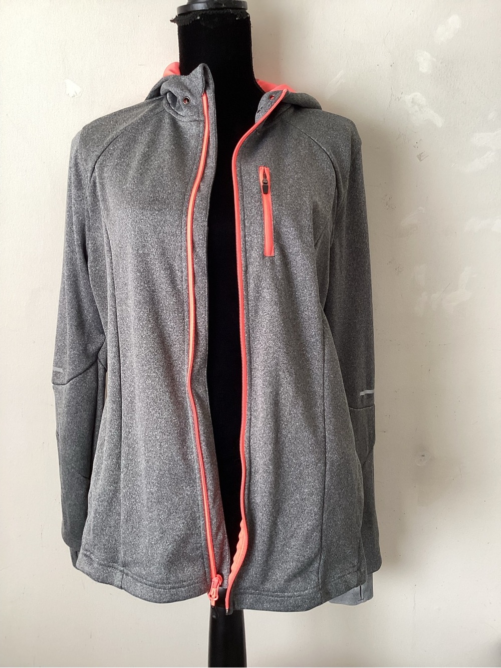 Mondetta Gray Women's Hooded Jacket with Coral Trim